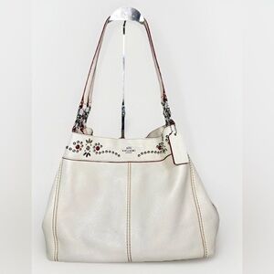 Coach Lexi RARE Ivory Leather Shoulder Bag with Studded Embellishments